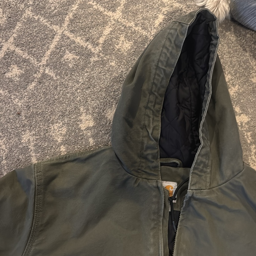 Carhartt Washed Duck Active Jac Moss Color Mens Large - Picture 3 of 9